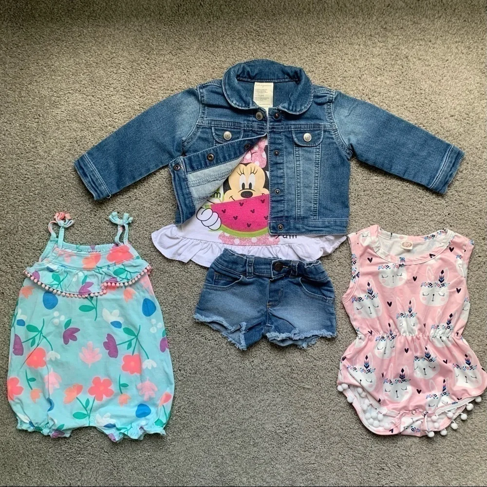 Denim jacket and baby Onesies Lot